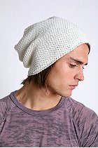 textured white beanie